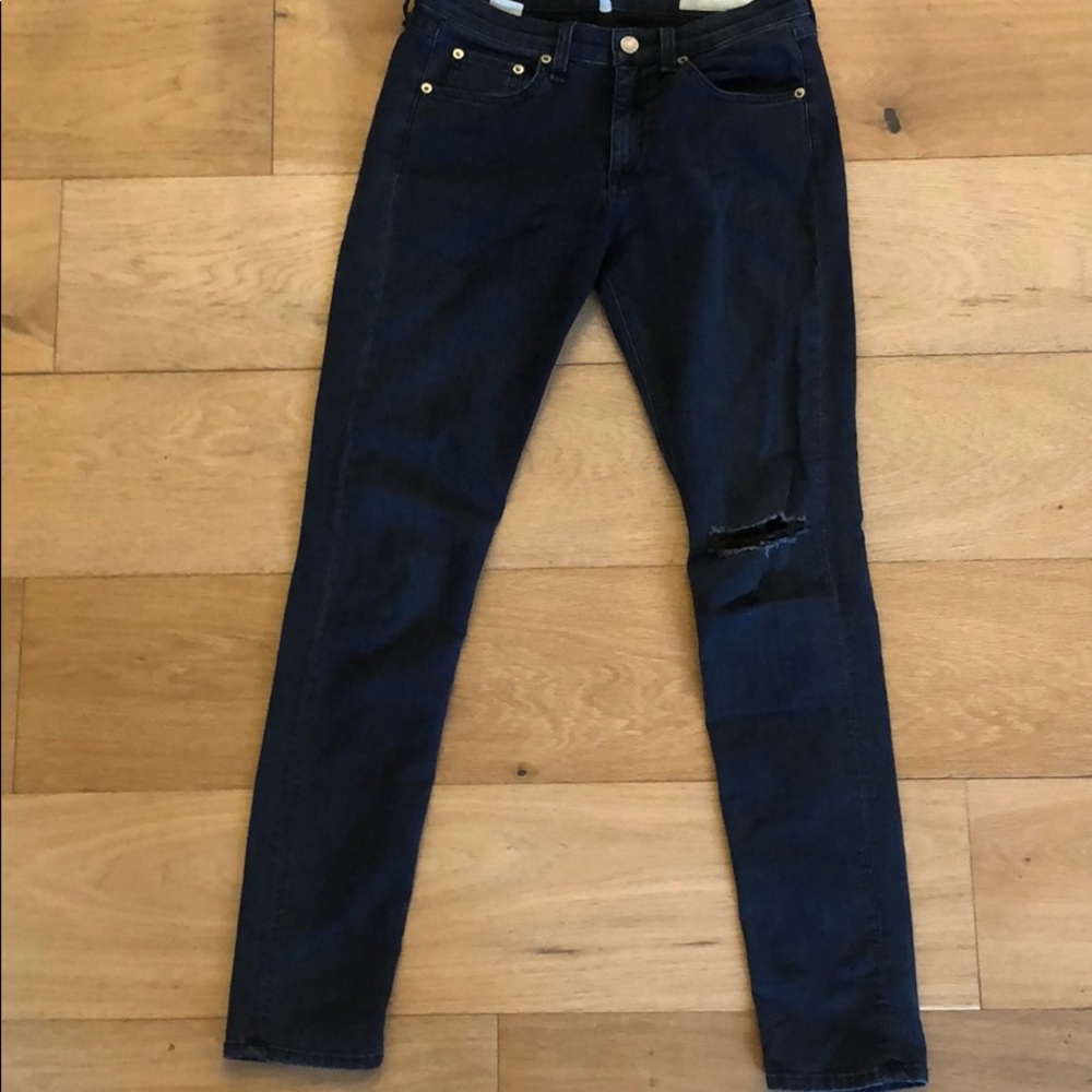 rag & bone dark wash skinny jeans.